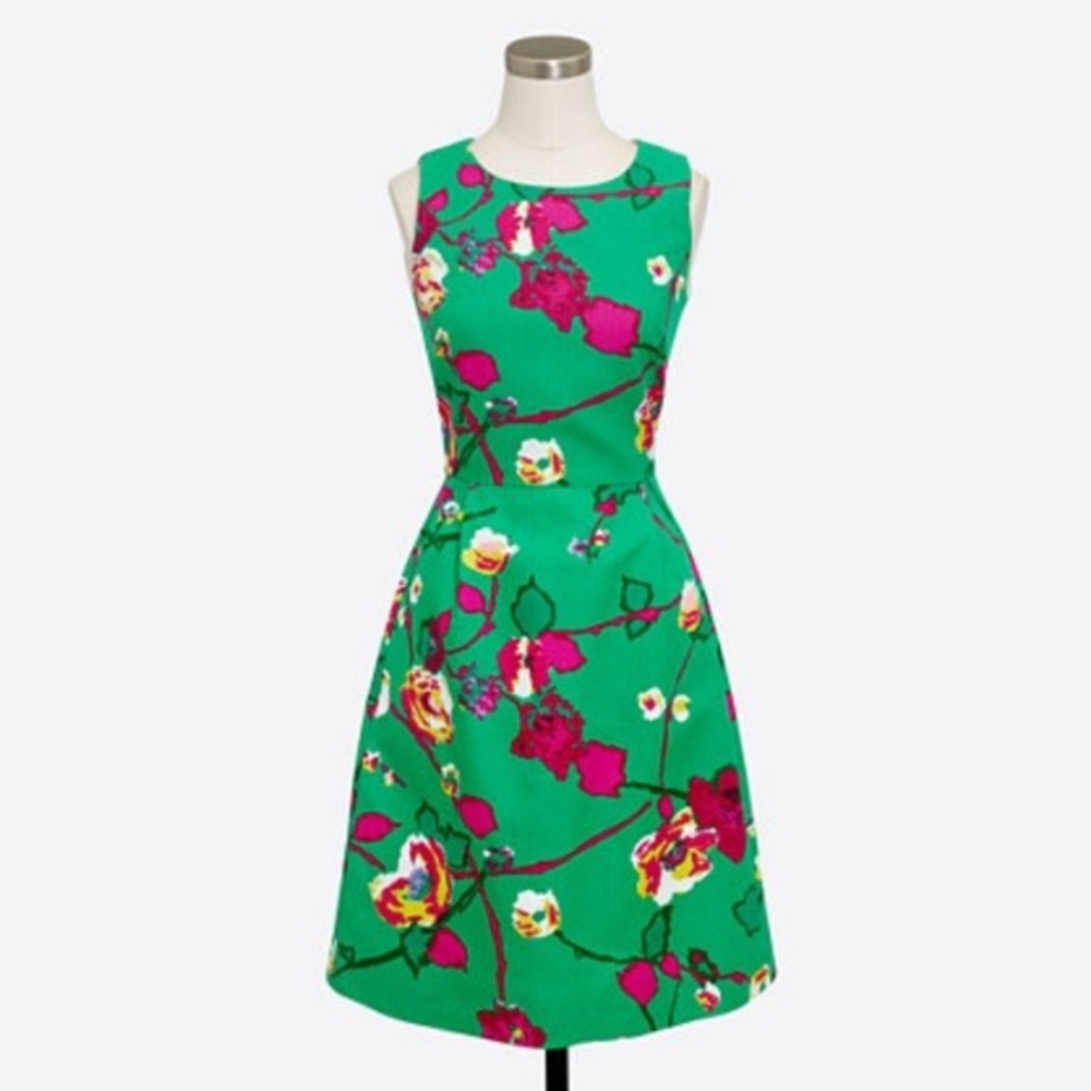 ❤️ J. Crew Garden Party Botanical Kelly Green Sheath